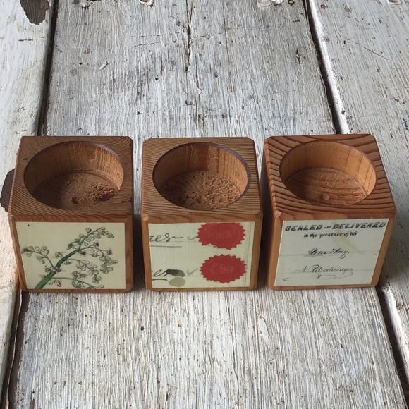 NEW Peg & Awl wooden tea candle HOLDER 3 pieces - Picture 3 of 3